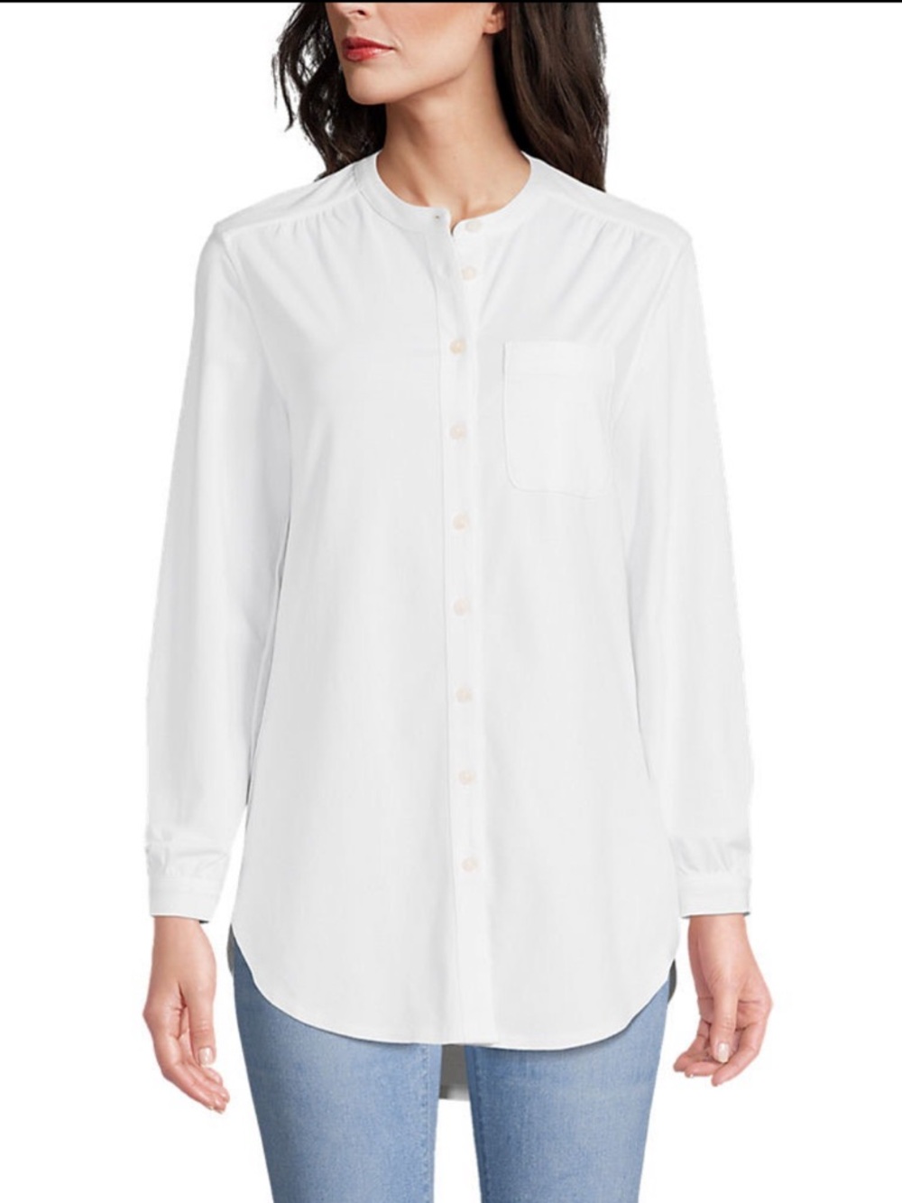 Lands’End Classic White Button-Front Women’s Shirt